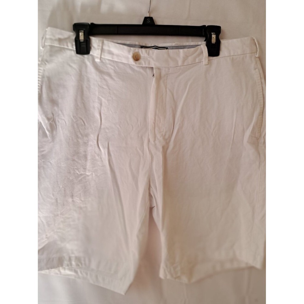 Peter Millar Mens White Pima Cotton Flat Front Chino Shorts Size 34